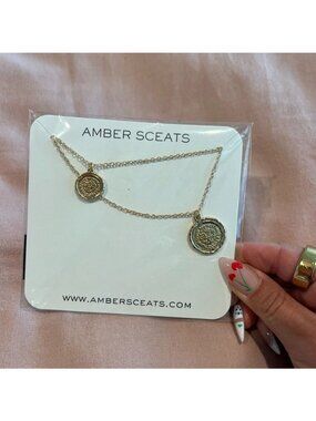 Amber Sceats Double Coin Necklace Necklace Australia Gold Tone NWT